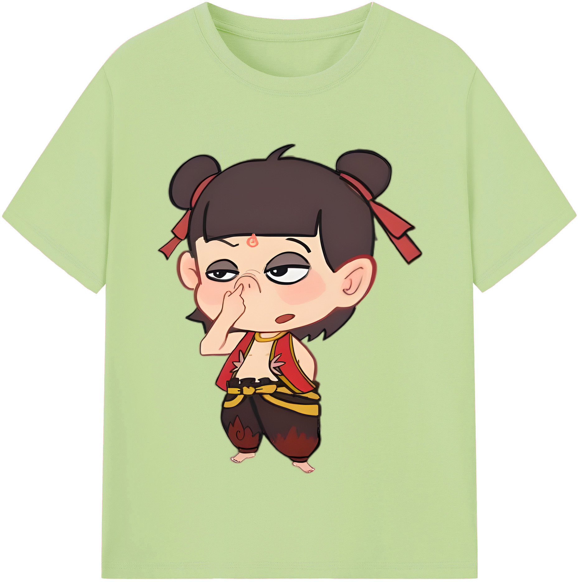 （画像用） Ne Zha 2 ナタ 魔童の大暴れ 綿100％半袖Tシャツ（フロントプリント）